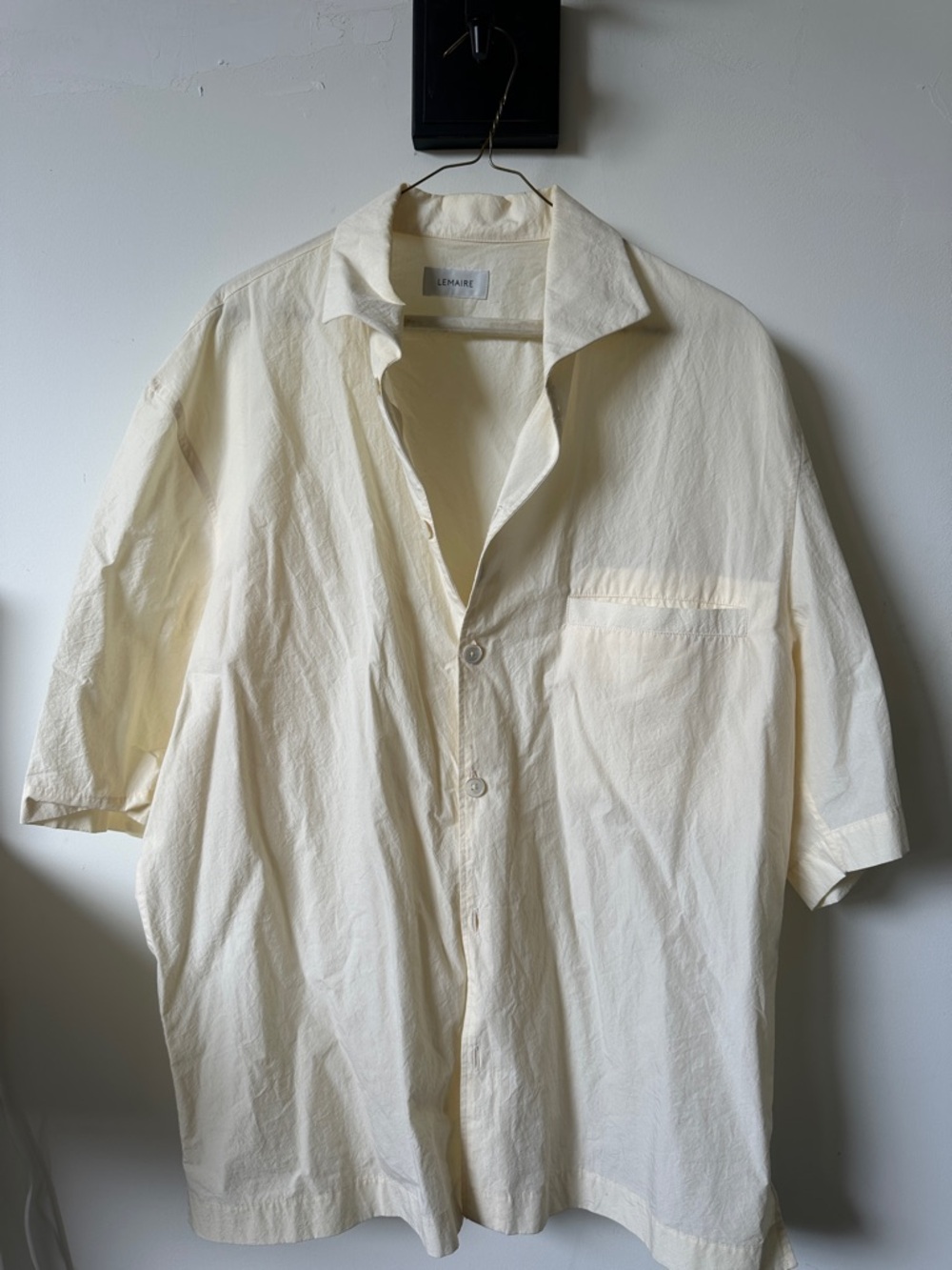 Lemaire Cream Short-Sleeve Button-Down Shirt
